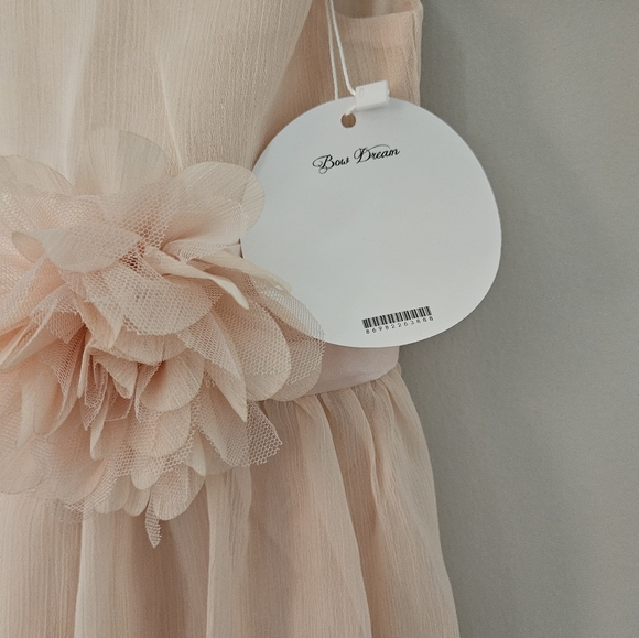 Peach Girls size 4 Dress with Flower - Picture 5 of 8